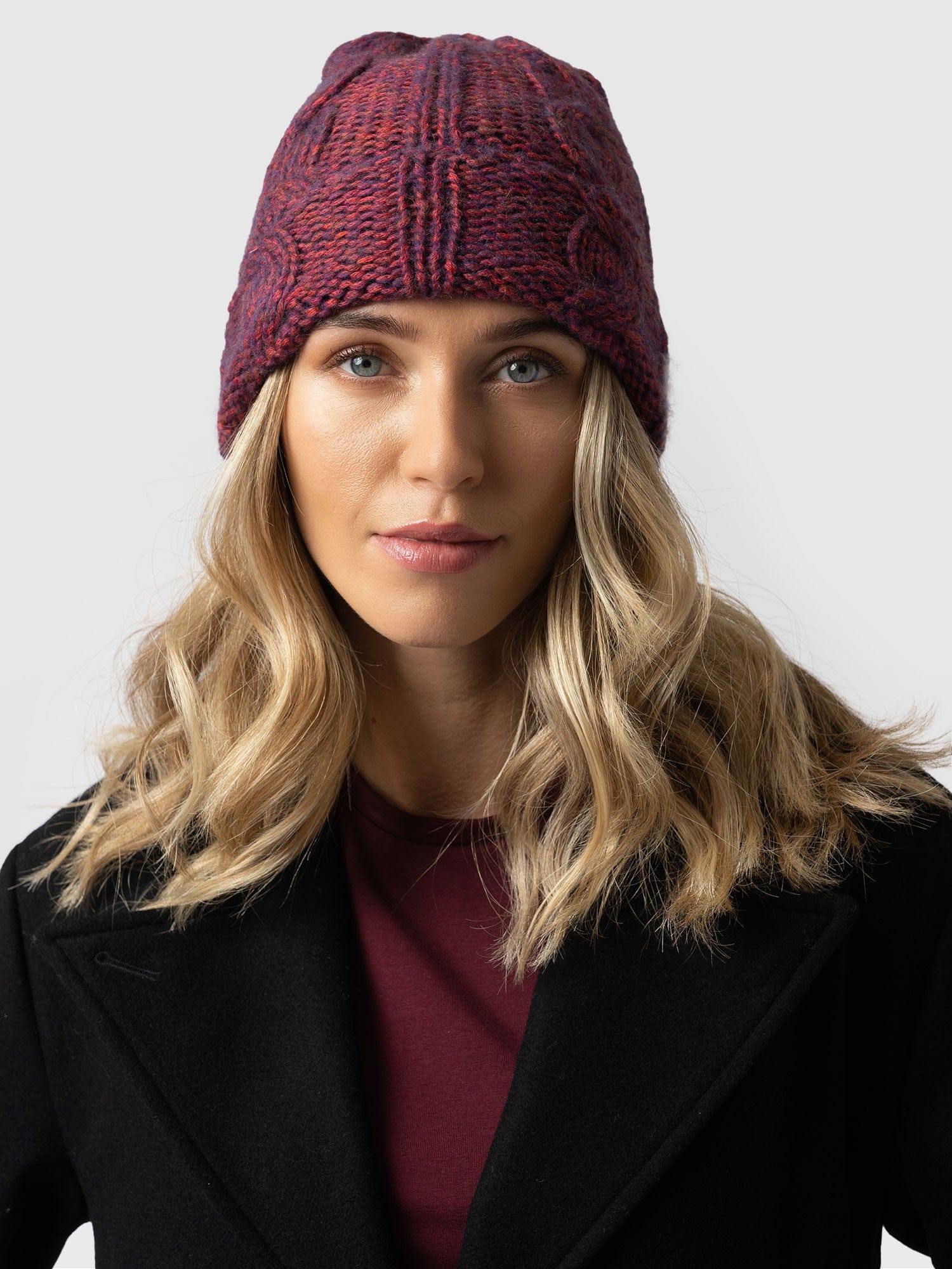 Cable Knit Hat Purple - Women's Hats | Saint + Sofia® UK